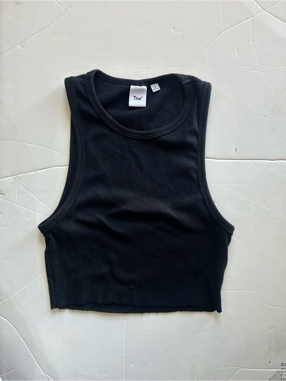 TNA Black Ribbed Cropped Tank